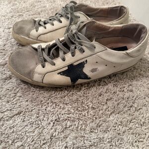 Golden Goose White and Gray Star Sneakers